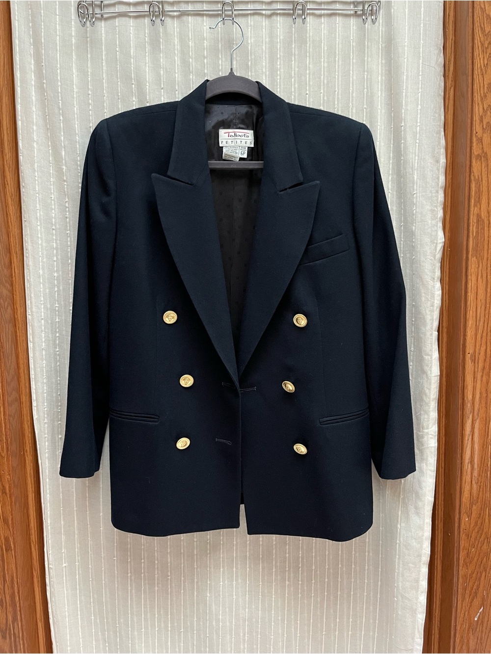 Talbots Navy Wool Blazer with Gold Buttons Size 6P